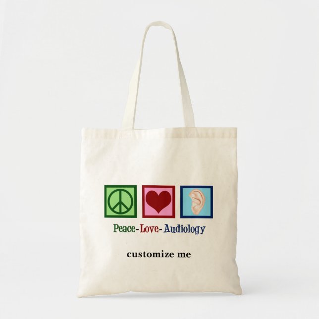 Bolsa Tote Audiologista Personalizado do Peace Love (Frente)