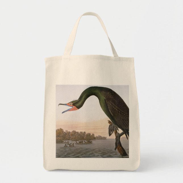 Bolsa Tote Audubon: Cormorant com crista dobro (Frente)