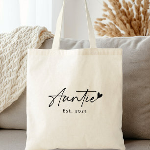 Bolsa Tote Auntie No último ano escrito manuscrito coração