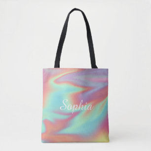 Bolsa Tote Aura holográfica iridescente moderna Nome