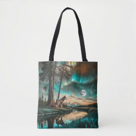 Bolsa Tote Aurora Borealis 2 Design de Lobo