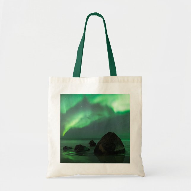 Bolsa Tote Aurora Borealis | Lofoten Beach Norway (Frente)