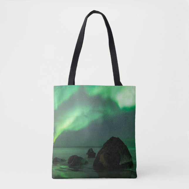 Bolsa Tote Aurora Borealis | Lofoten Beach Norway (Frente)