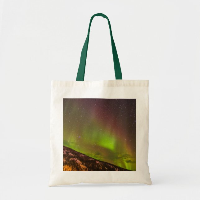 Bolsa Tote Aurora Borealis | Montanhas Fairbanks Alaska (Frente)