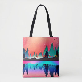 Bolsa Tote Aurora colorido da floresta de cervos