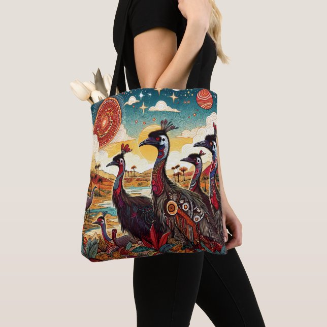 Bolsa Tote Aussie Outback Folk Art Cassowary Nature Wildlife (Close Up)