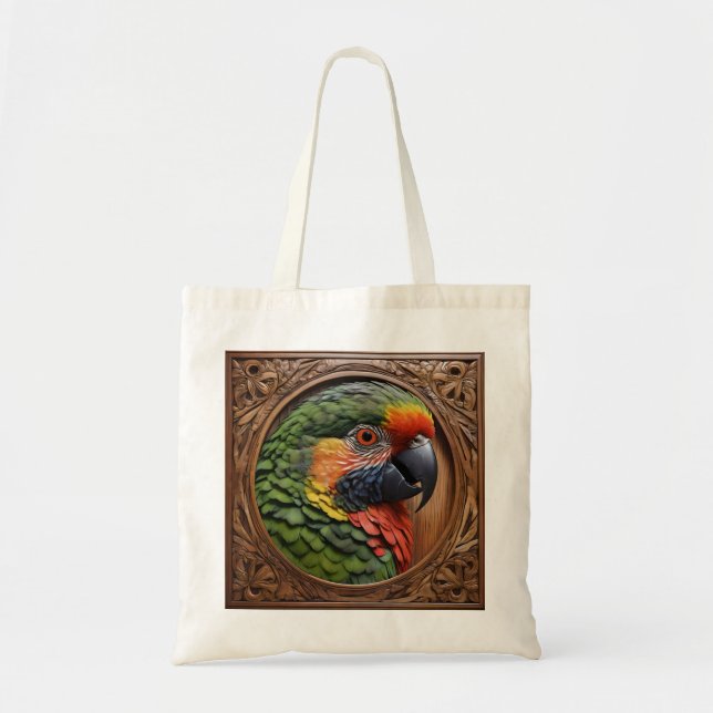 Bolsa Tote Aussie Spirit: Um Lorikeet Empoleirado Em Madeira  (Frente)