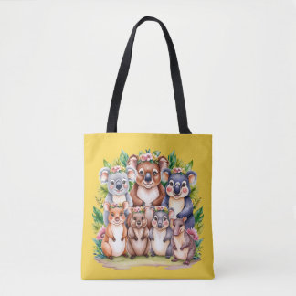 Bolsa Tote Aussie Wildlife koala e amigos