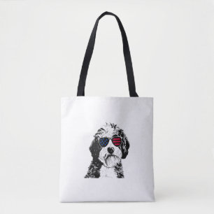 Bolsa Tote Aussiedoodle Dog 4 de julho América Flag