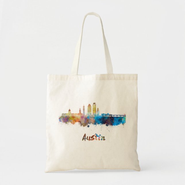 Bolsa Tote Austin skyline in watercolor (Frente)
