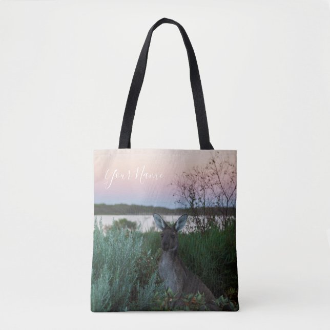 Bolsa Tote Austrália Canguru Animal Wille life Sunset Nature (Frente)