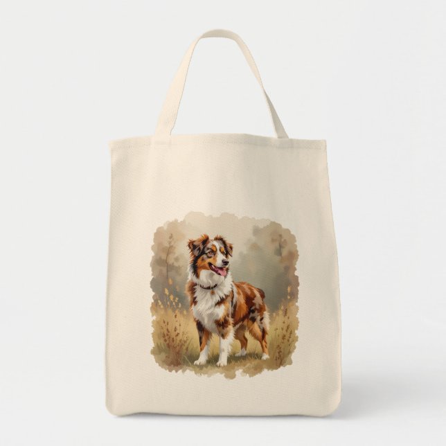 Bolsa Tote Australian Shepherd Dog Red Merle Aussie (Frente)