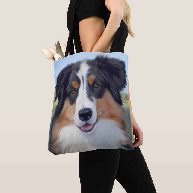 Bolsa Tote Australian Shepherd Portrait  -  (Close Up)