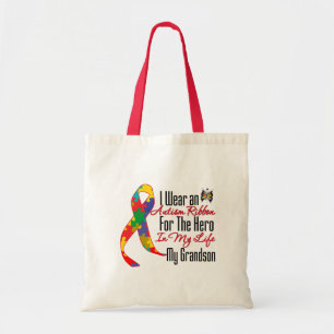 Bolsa Tote Autism Ribbon Hero in My Life My Grandson