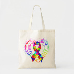 Bolsa Tote Autism Ribbon on Heart: