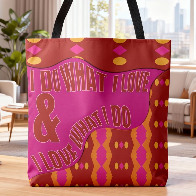 Bolsa Tote Autoexpressão Padrão Rosa Marrom (A little motivation you can carry all day. Fun & playful in pink and brown.)
