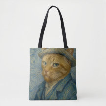 Autorretrato de Gato ao Estilo Van Gogh Arte Paród