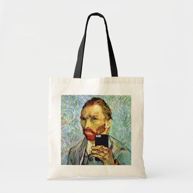 Bolsa Tote Autorretrato de Vincent Van Gogh com Selfie de Cel (Frente)