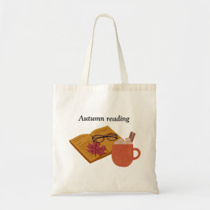 Bolsa Tote Autumn Cozy Vibes - Cacau quente, Livro e Folhas d