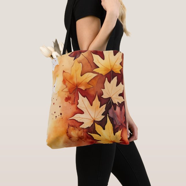 Bolsa Tote Autumn Deixa A Design de Queda Botânica Sazonal (Close Up)