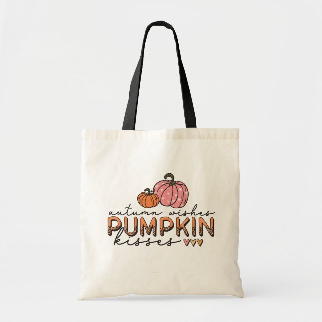 Bolsa Tote Autumn Deseja Pumpkin Kisses (Frente)