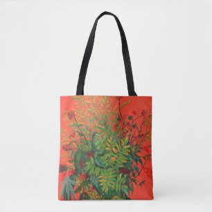 Bolsa Tote Autumn Floral Rowan Leaves, ElderBerries, Laranja