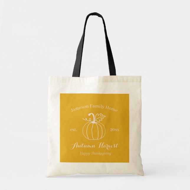 Bolsa Tote Autumn Harvest Pumpkin Family Home (Frente)