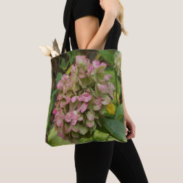 Bolsa Tote Autumn Hydrangea Bloom com Ouro Hosta Leaves