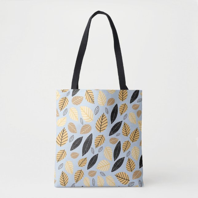 Bolsa Tote Autumn Leaves: Fundo Azul Invisível (Frente)