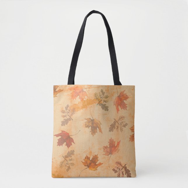 Bolsa Tote Autumn Leaves no Fundo Grunge (Frente)