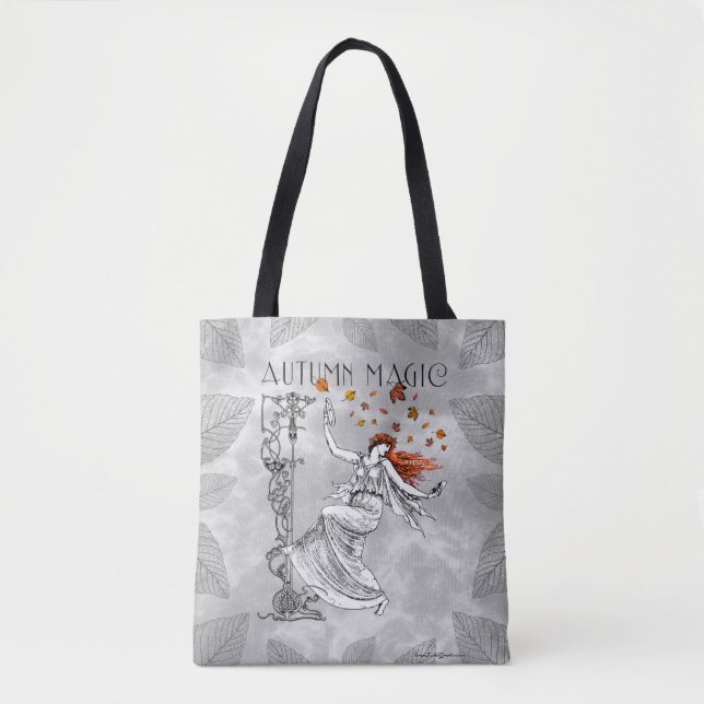 Bolsa Tote Autumn Magic Dancers Cymbals Redhead Nouveau Wicca (Frente)