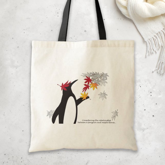 Bolsa Tote Autumn Mapeaves e Pinguim Engraçado (Criador carregado)