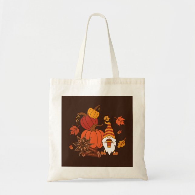Bolsa Tote Autumn Pumpkins Gnome Spice Card (Frente)