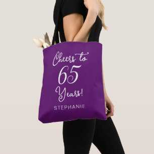 Bolsa Tote Autumn Purple Cheers to 65 Anos 65 Anos Aniversári