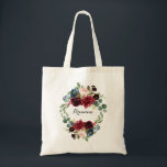 Bolsa Tote Autumn Rustic Tote Bag<br><div class="desc">Esta bolsa de tote rusticada de outono é o presente perfeito para o casamento para apresentar às suas damas de honra para um simples casamento. A design apresenta flores brilhantes, vermelhas, marinhos, azuis e esbranquiçadas radiantes e graciosas pintadas à mão, inspiradora beleza natural.</div>