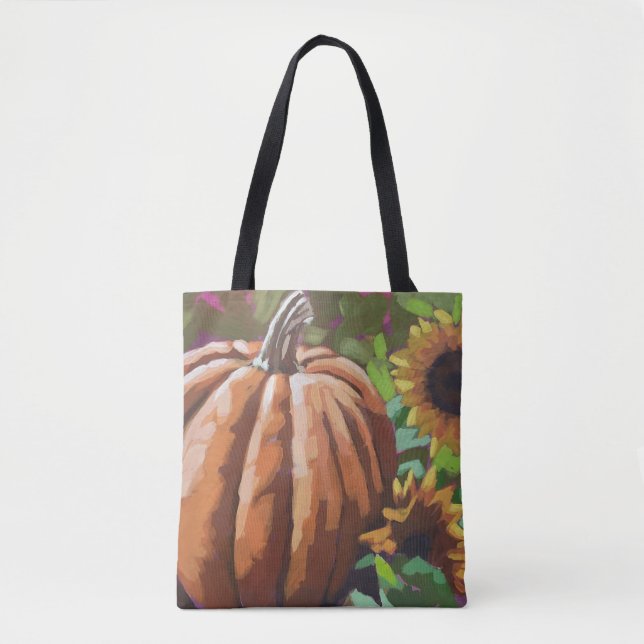 Bolsa Tote Autumn, sacola de canvas de abóbora. (Frente)