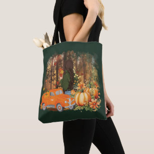 Bolsa Tote Autumn Vibes, Um Carro Carregado Com Abóbora
