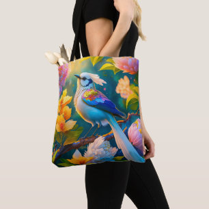 Bolsa Tote Ave de Fantasia Asa de Arco-íris