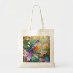 Bolsa Tote Ave Fantasia com Cabeça de Lavanda e Peito Laranja