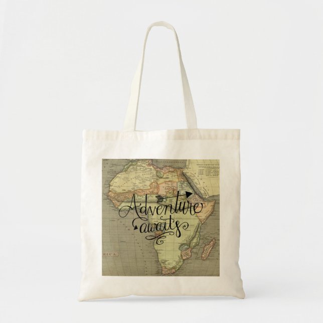 Bolsa Tote Aventura aguarda o velho mapa de ferramentas do mu (Frente)