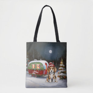 Bolsa Tote Aventura de Natal da Caravana do Beagle de Inverno