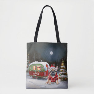 Bolsa Tote Aventura de Natal do Winter French Buldogue Carava