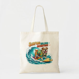 Bolsa Tote Aventura de Surf Retro do Bulldog - Praia Vintage