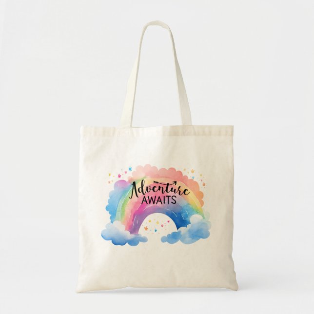 Bolsa Tote Aventura Espera Arco-íris Colorido (Frente)