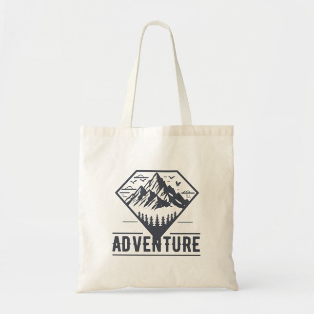 Bolsa Tote Aventura para Montanhas Geométricas Modernas (Frente)