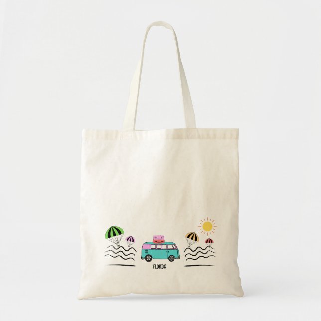 Bolsa Tote Aventuras Costeiras: Sun, Sea e Road Trips (Frente)
