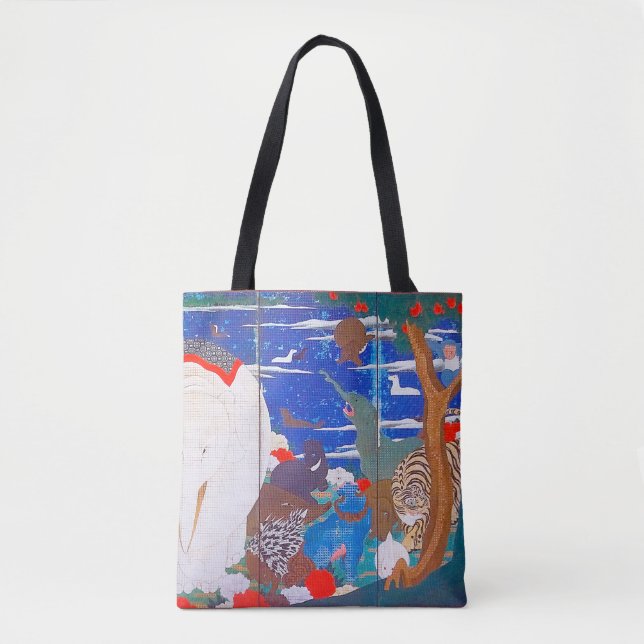 Bolsa Tote Aves, Animais e Plantas Flores (Direita)Jacuchu (Frente)