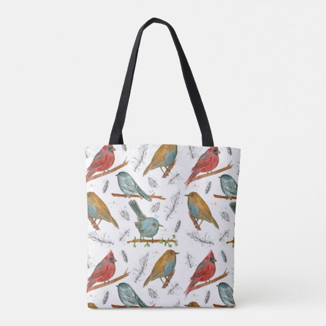 Bolsa Tote Aves Aquáticas Cardinais De Chickadee Bluebird (Verso)