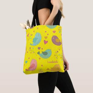 Bolsa Tote Aves Cutes Personalizadas Adoram Corações