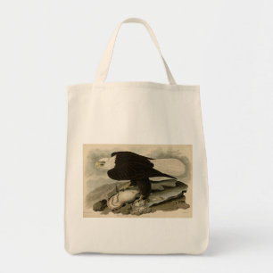 Bolsa Tote Aves de Audubon com cabeça branca (Águia Balda) da
